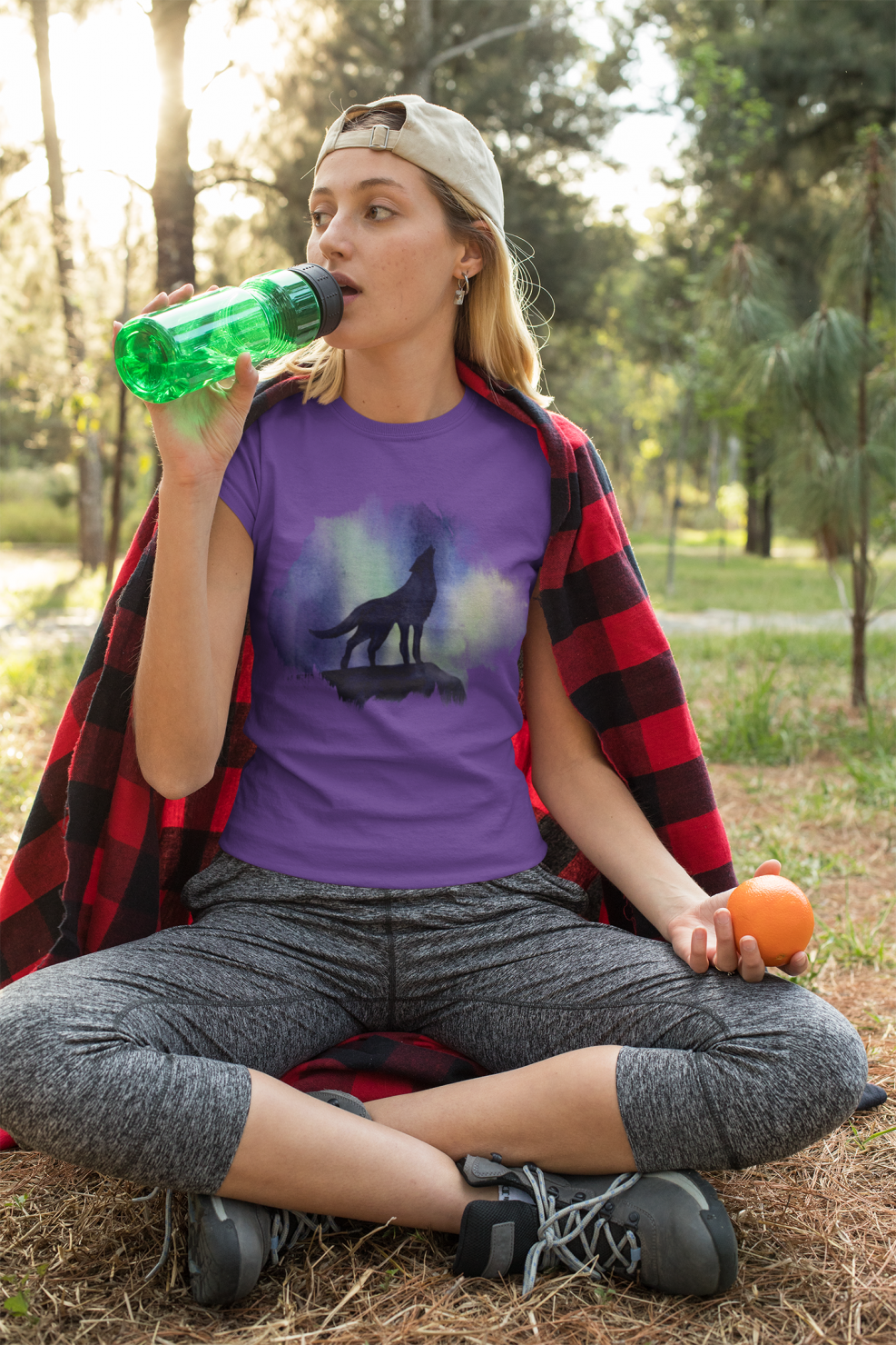 dámské tričko s krátkým rukávem fialová vlk