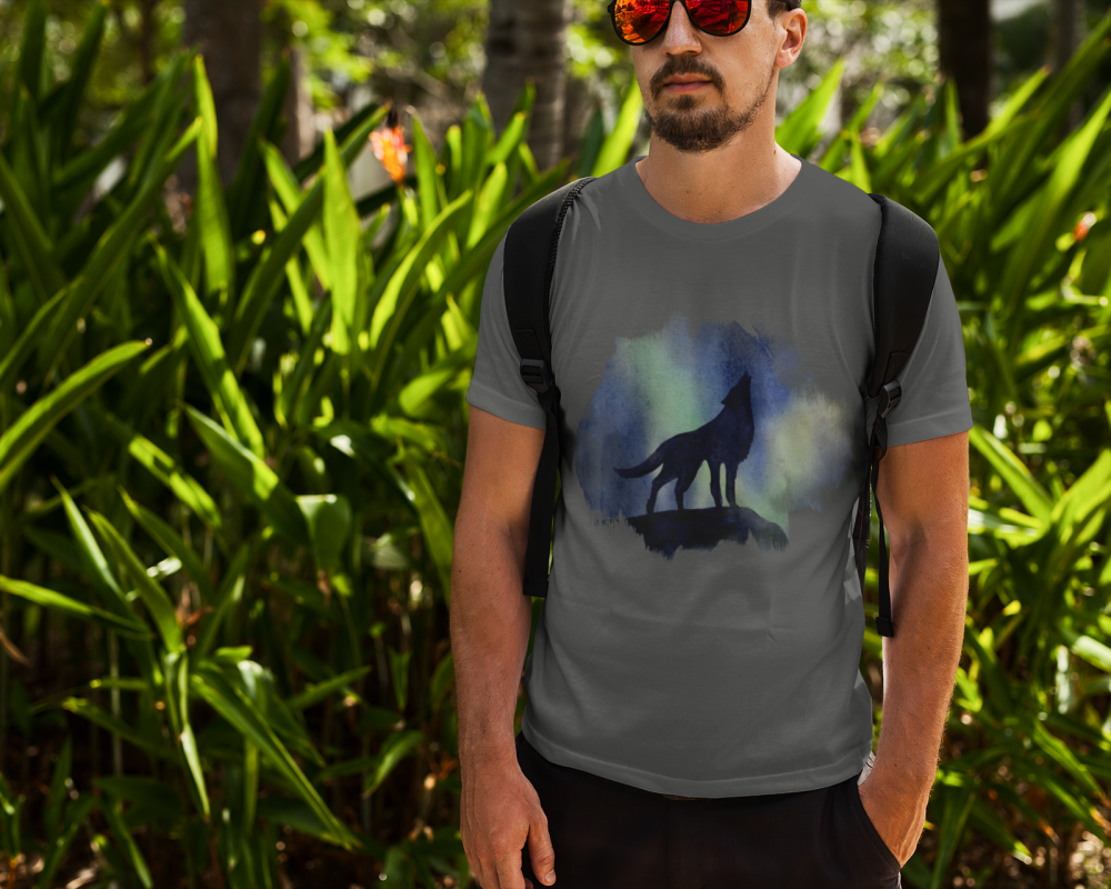 pánské tričko s krátkým rukávem grafitová vlk