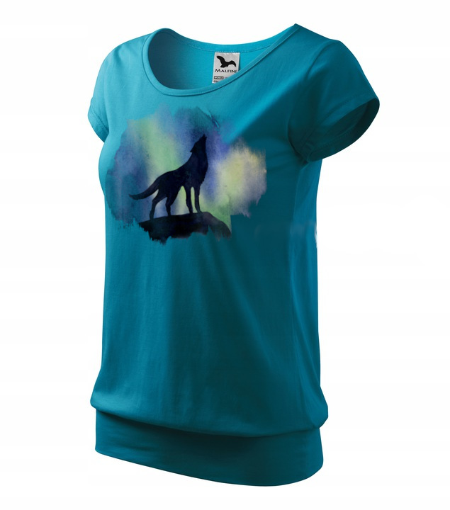 dámské tričko malfini s krátkým rukávem nebesky tmavě tyrkysové vlk