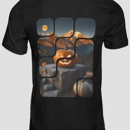Pánské tričko s krátkým rukávem Halloween Hory Dýně Měsíc
