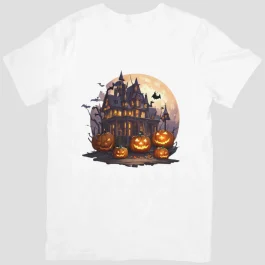 Dětské tričko s krátkým rukávem Halloween Dýně Hrad