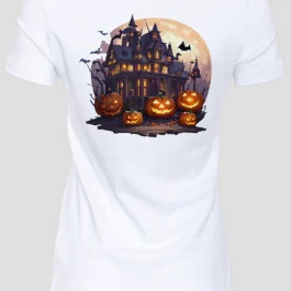 Dámské tričko s krátkým rukávem Halloween Dýně Hrad