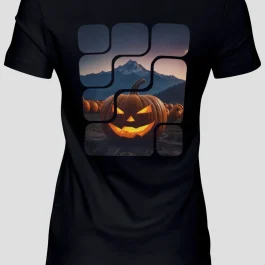 Dámské tričko s krátkým rukávem Halloween Dýně Hory