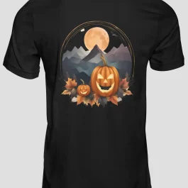 Pánské tričko s krátkým rukávem Halloween Dýně Hory Měsíc